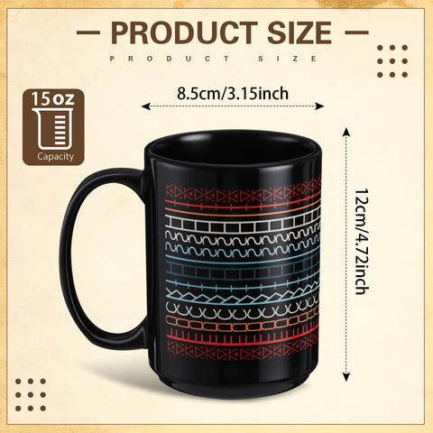 Taza Vesici con runas ocultas y patrón de texto repetido.