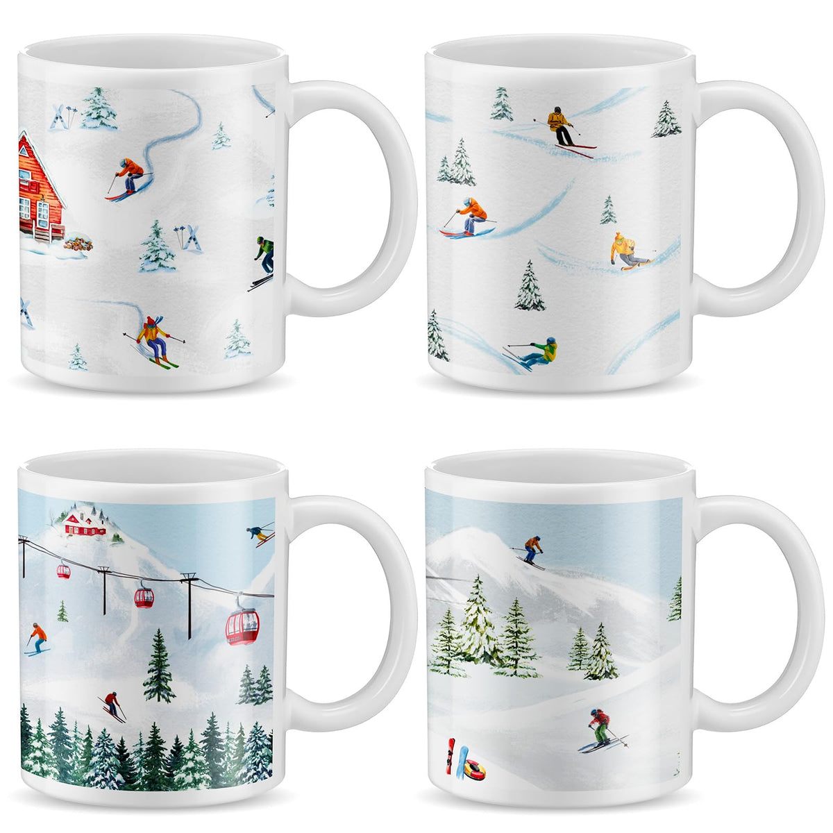 Taza Vesici de esquí con diseño divertido para desayunos acogedores.
