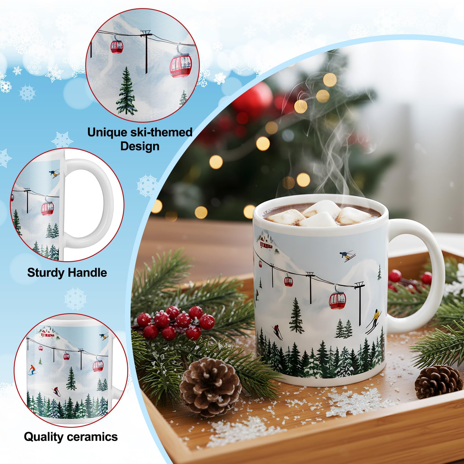 Taza Vesici de esquí con teleférico, perfecta para la pausa del café en la oficina.