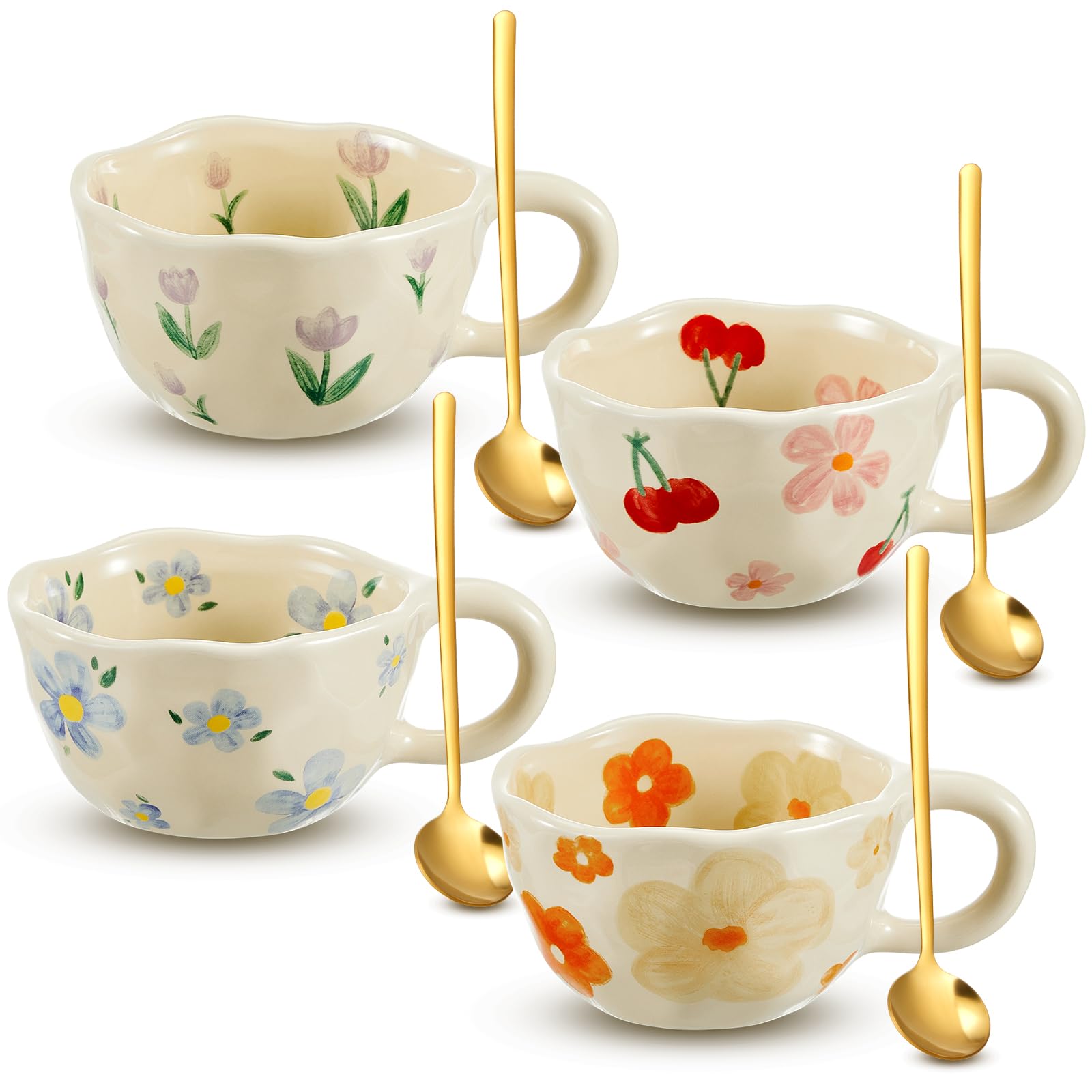 Taza Vesici con flor azul, ideal para café diario