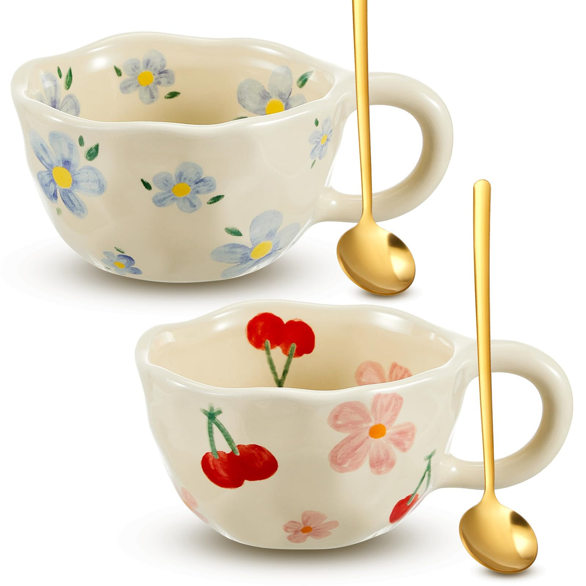 Vesici tazas cerámica flor rosa, ideal para café matutino con toque artístico