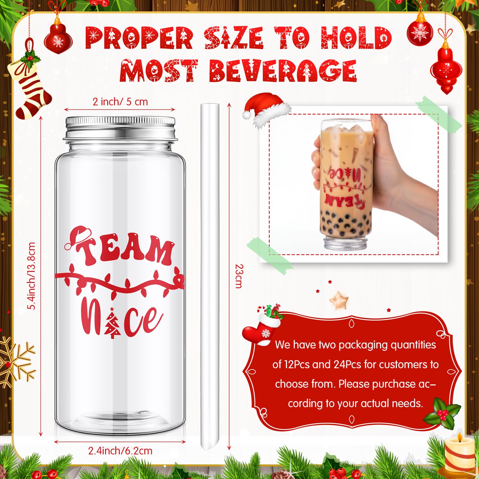 Vesici vasos para fiestas navidad con tapa y pajita, ideal para exterior.