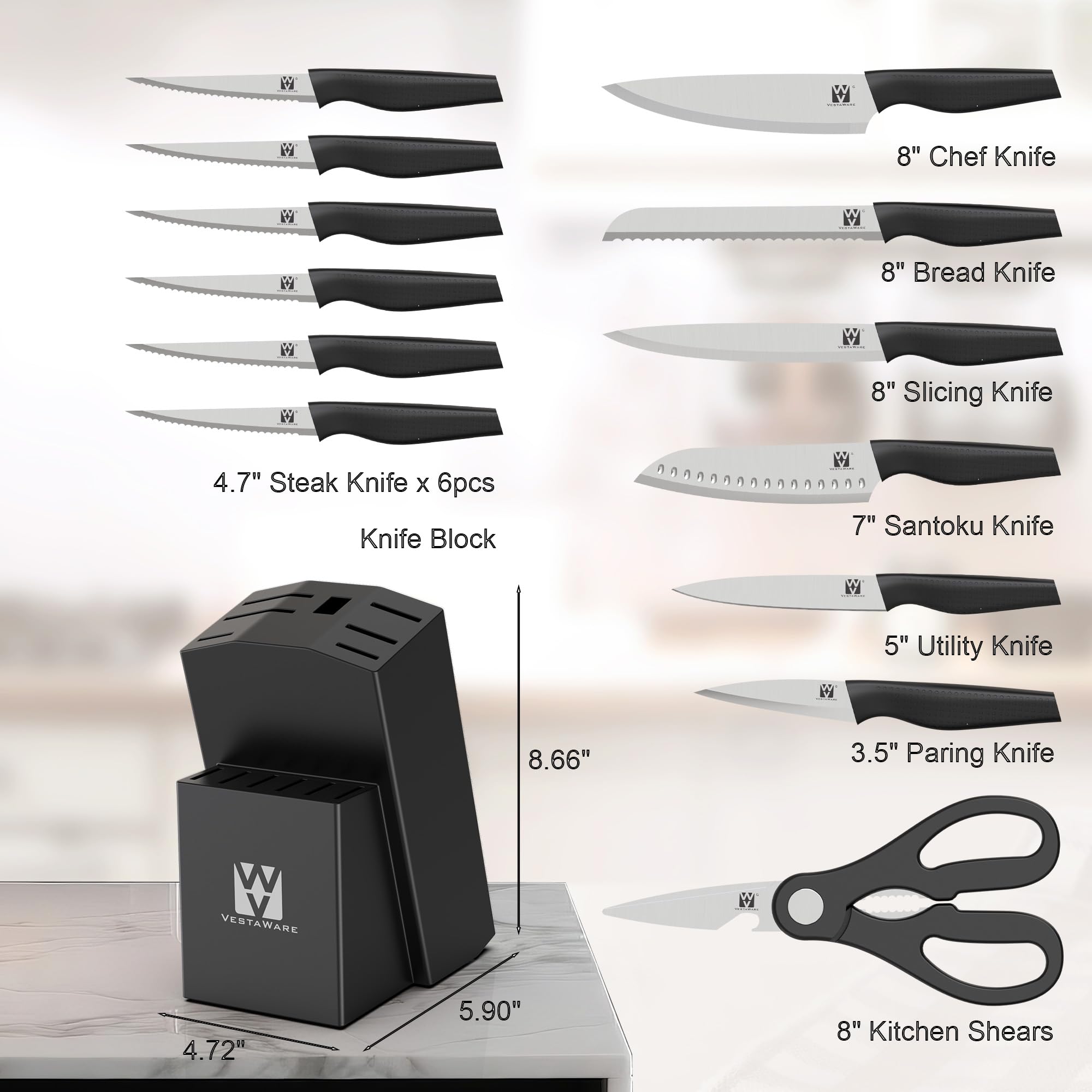 Cuchillo pan Vestaware 8 pulgadas para rebanar pan