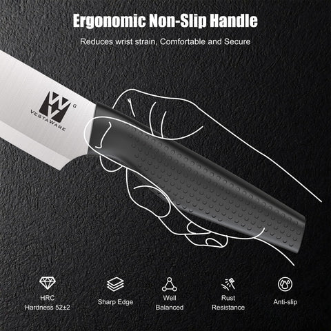 Cuchillo rebanar Vestaware de 8 pulgadas, lonjas uniformes y rápidas.