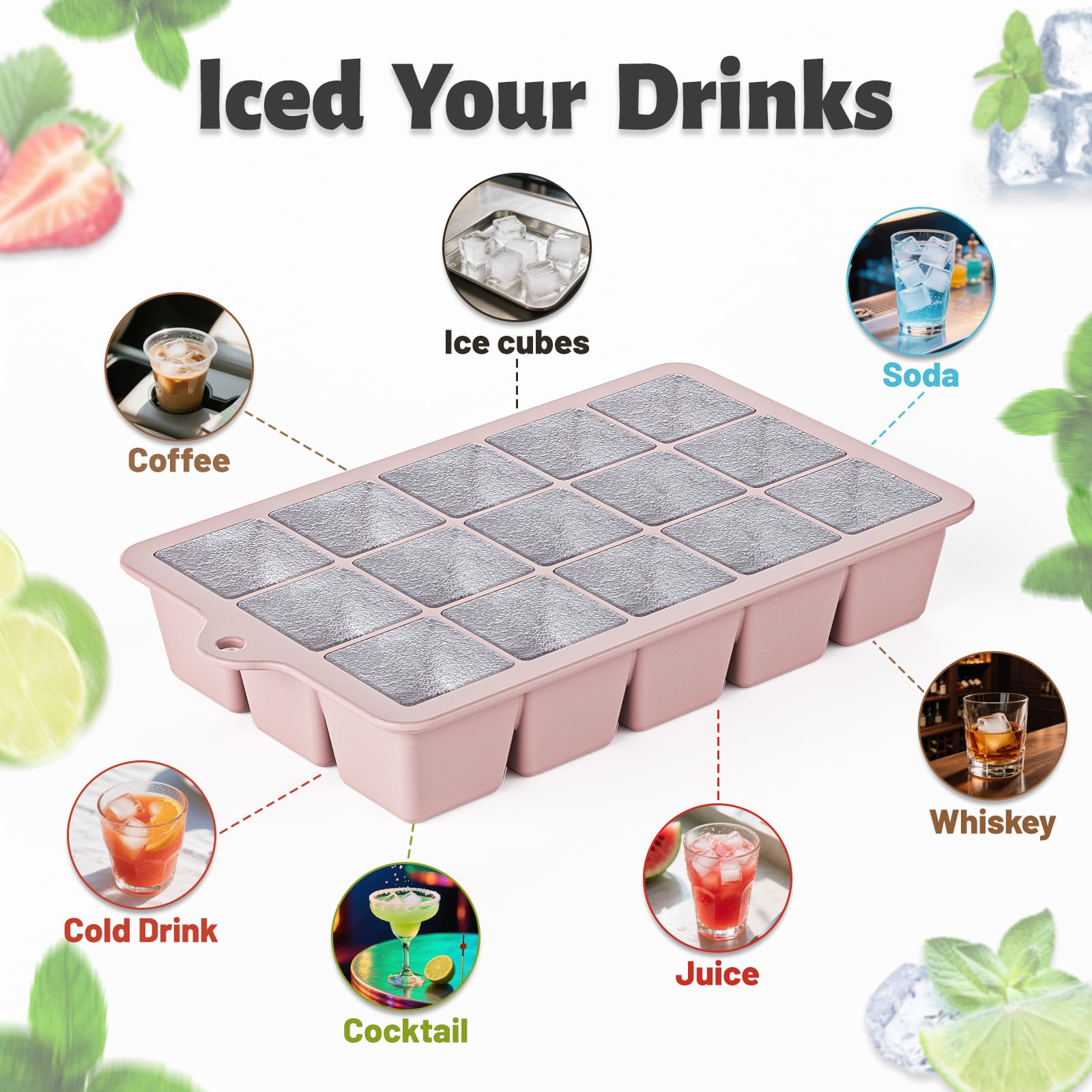 Vethwal 15 cubos de hielo de tamaño perfecto para bebidas.