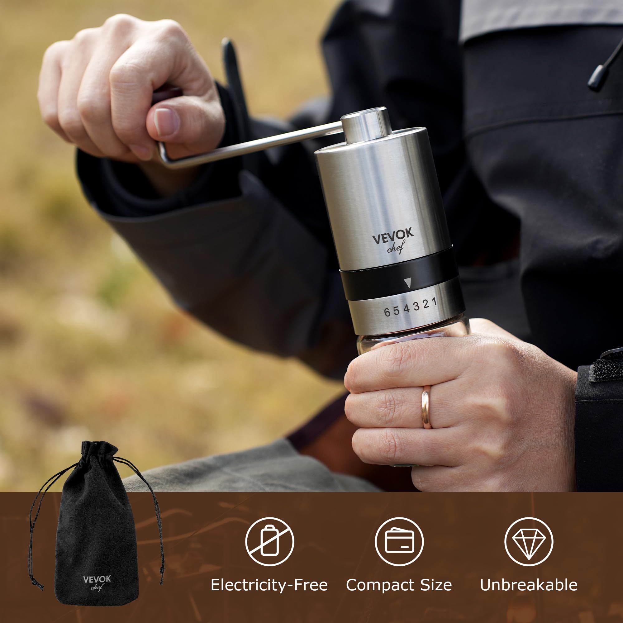VEVOK CHEF molinillo portátil para camping perfecto para viaje