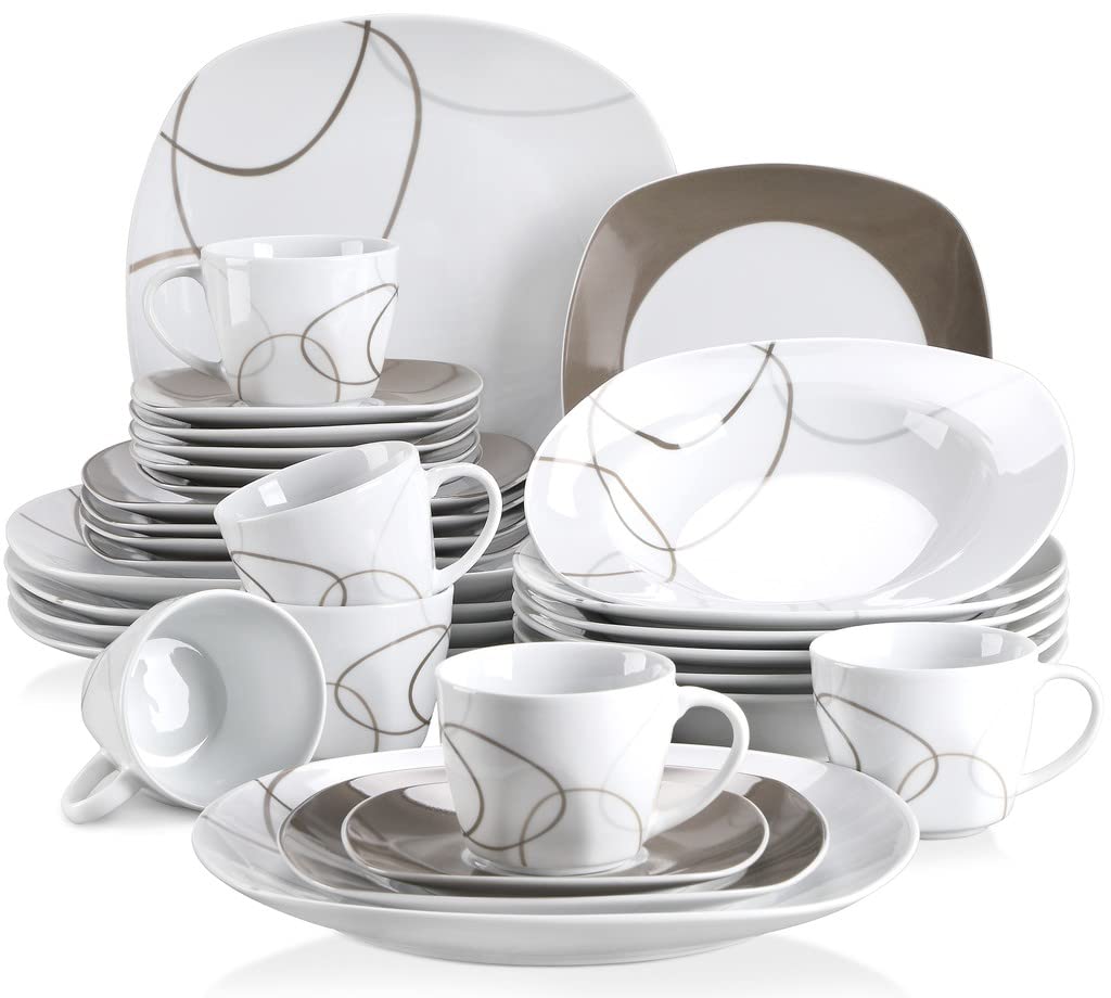VEWEET Nikita juego de platos de cena marfil para una mesa elegante.