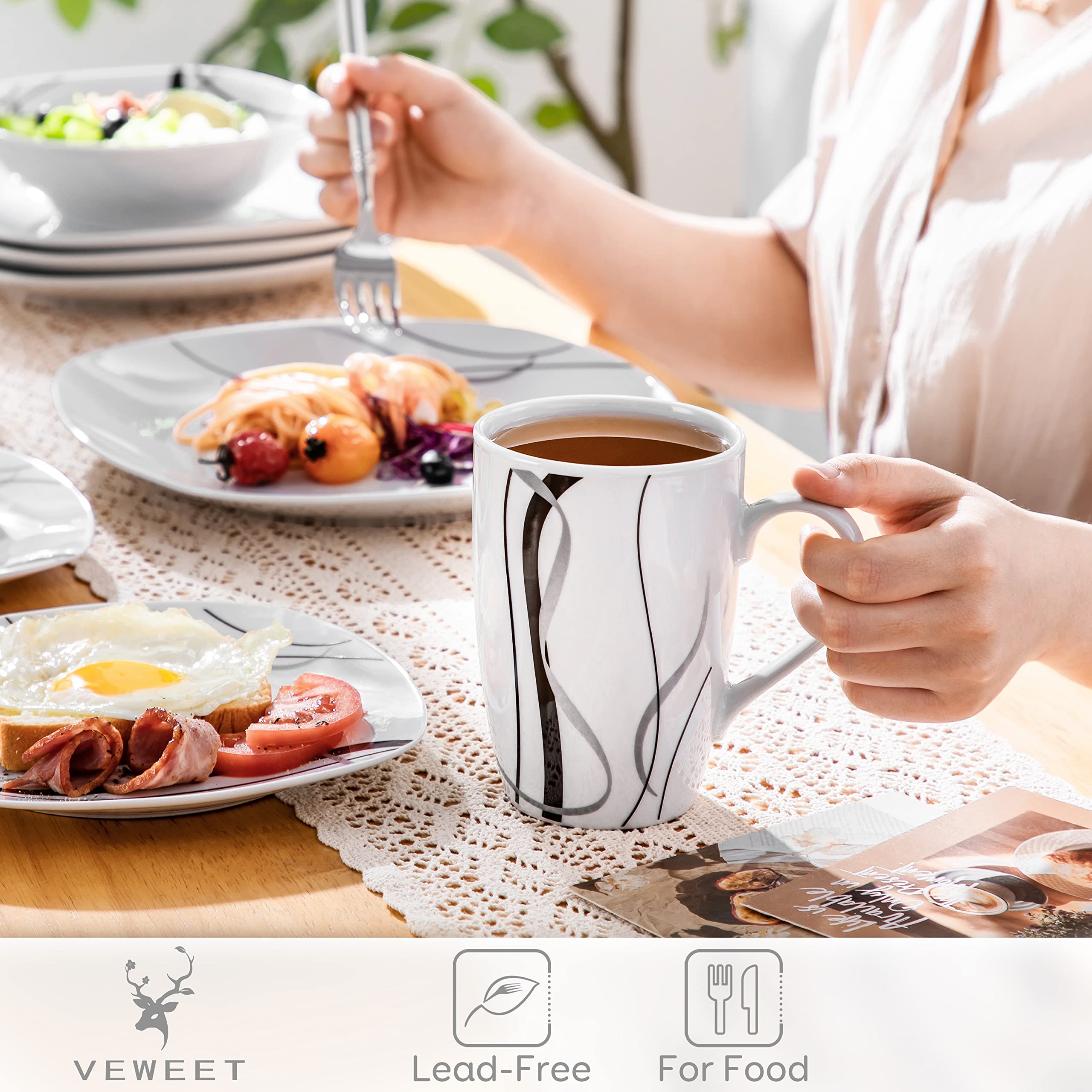 VEWEET tazas-mango-grande: mango amplio para agarre cómodo.