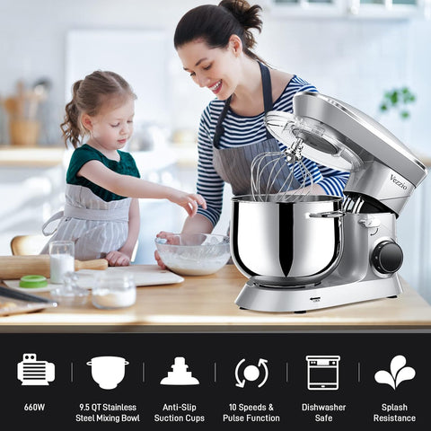 Motor de cobre 660W de Vezzio para mezclas eficientes.