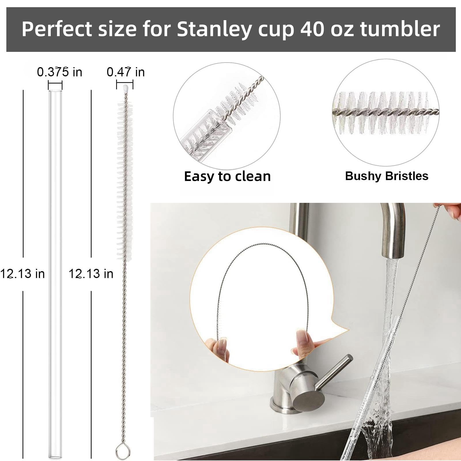 Pajillas VGHNQ para Stanley 40oz, incluye cepillo para limpieza.