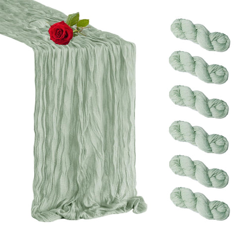 Mantel de gasa verde salvia de VHH, seis piezas, ideal para bodas.