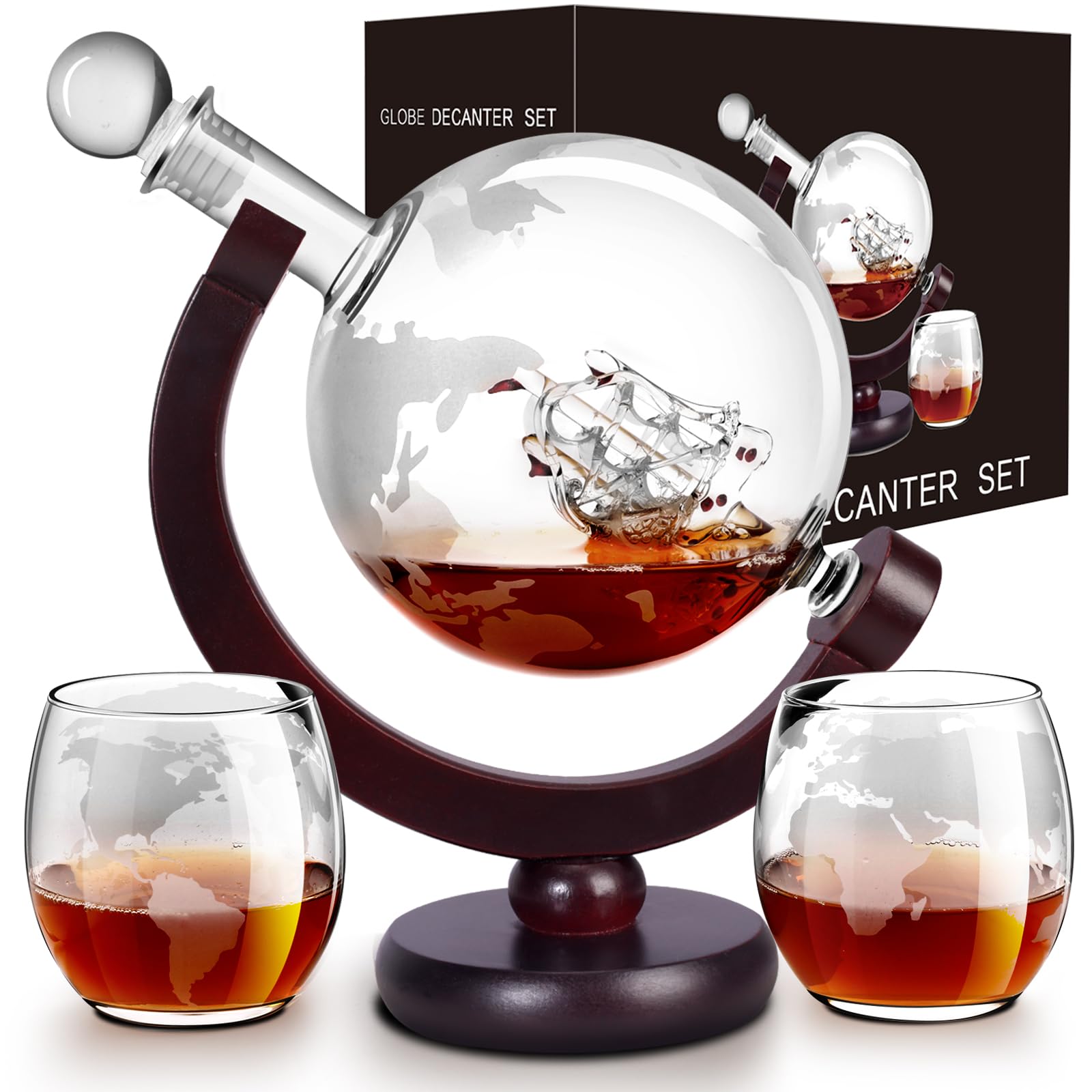 VI AI decantador whisky globo 850ml, presentación elegante para reuniones con estilo