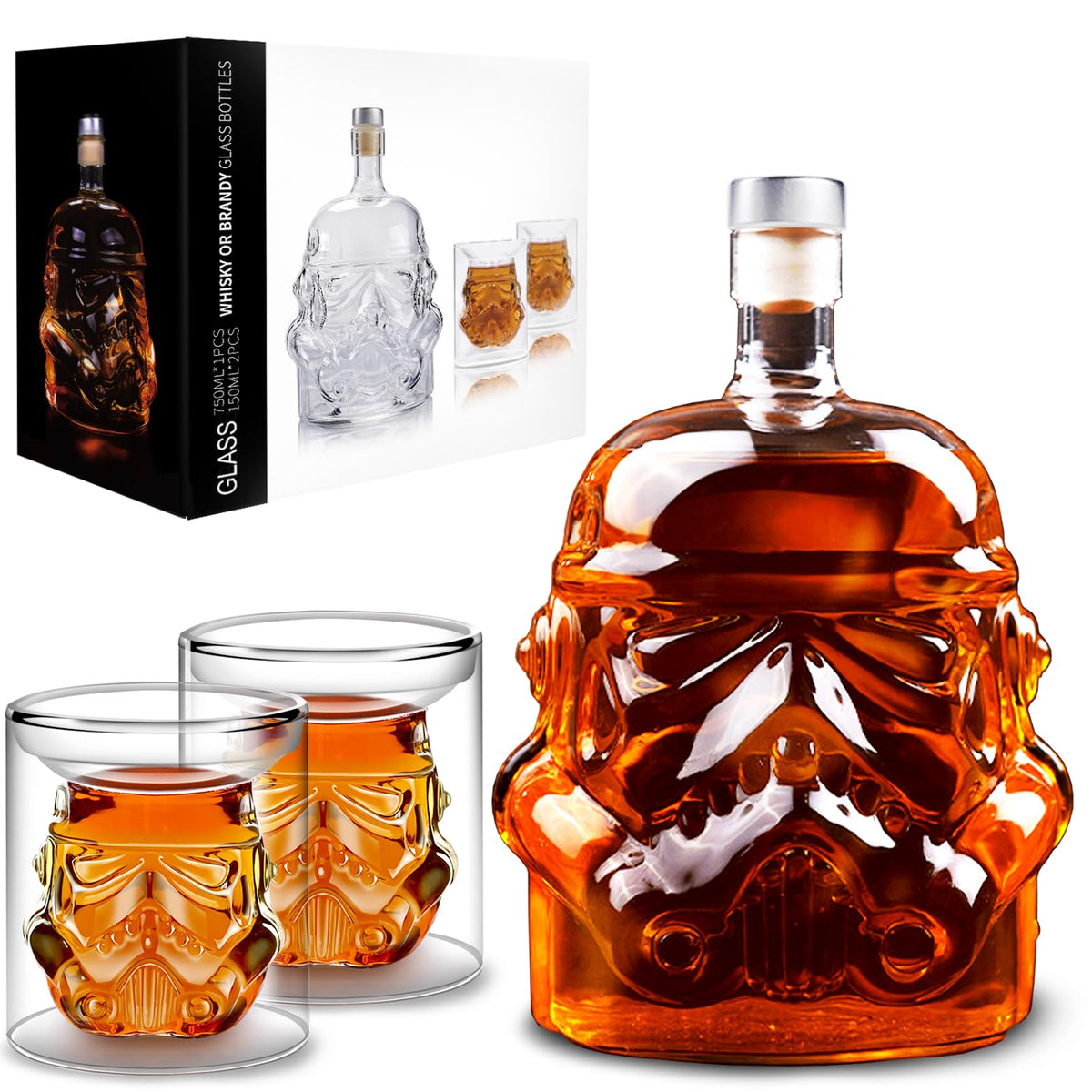 VI AI decantador de whisky, botella-750ml en cristal sin plomo, ideal para degustación elegante.