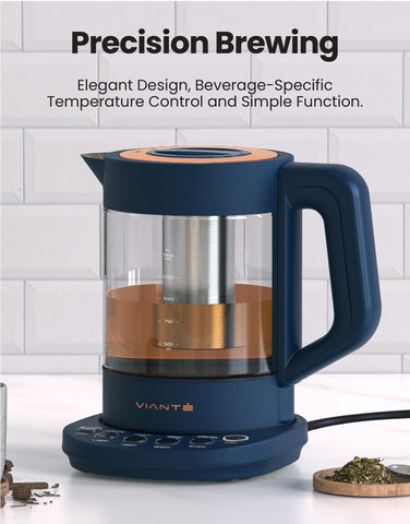 Viante hervidor con vidrio borosilicato; claridad para supervisar la infusión