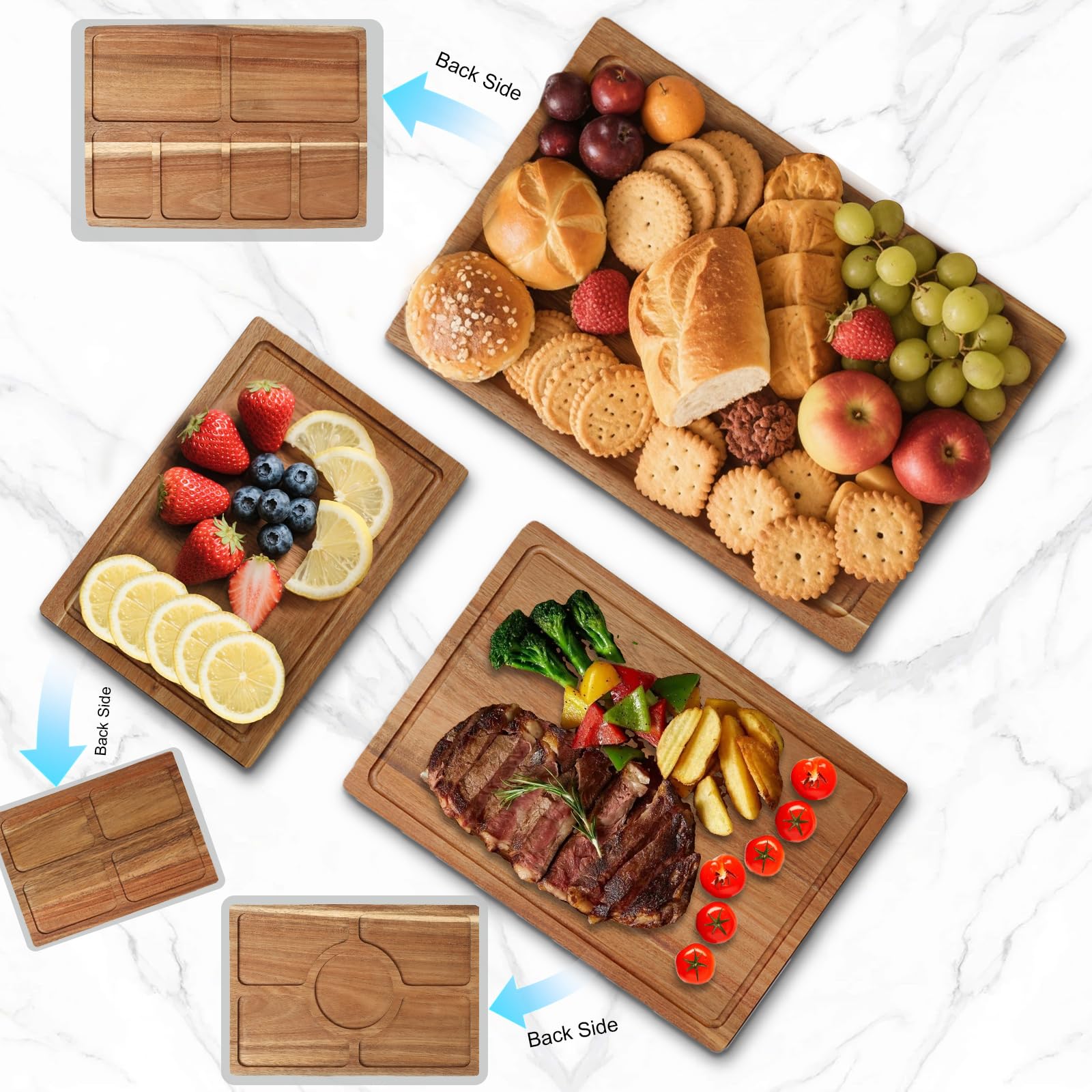 Vibaruta tablas acacia set 3 corte verduras y quesos