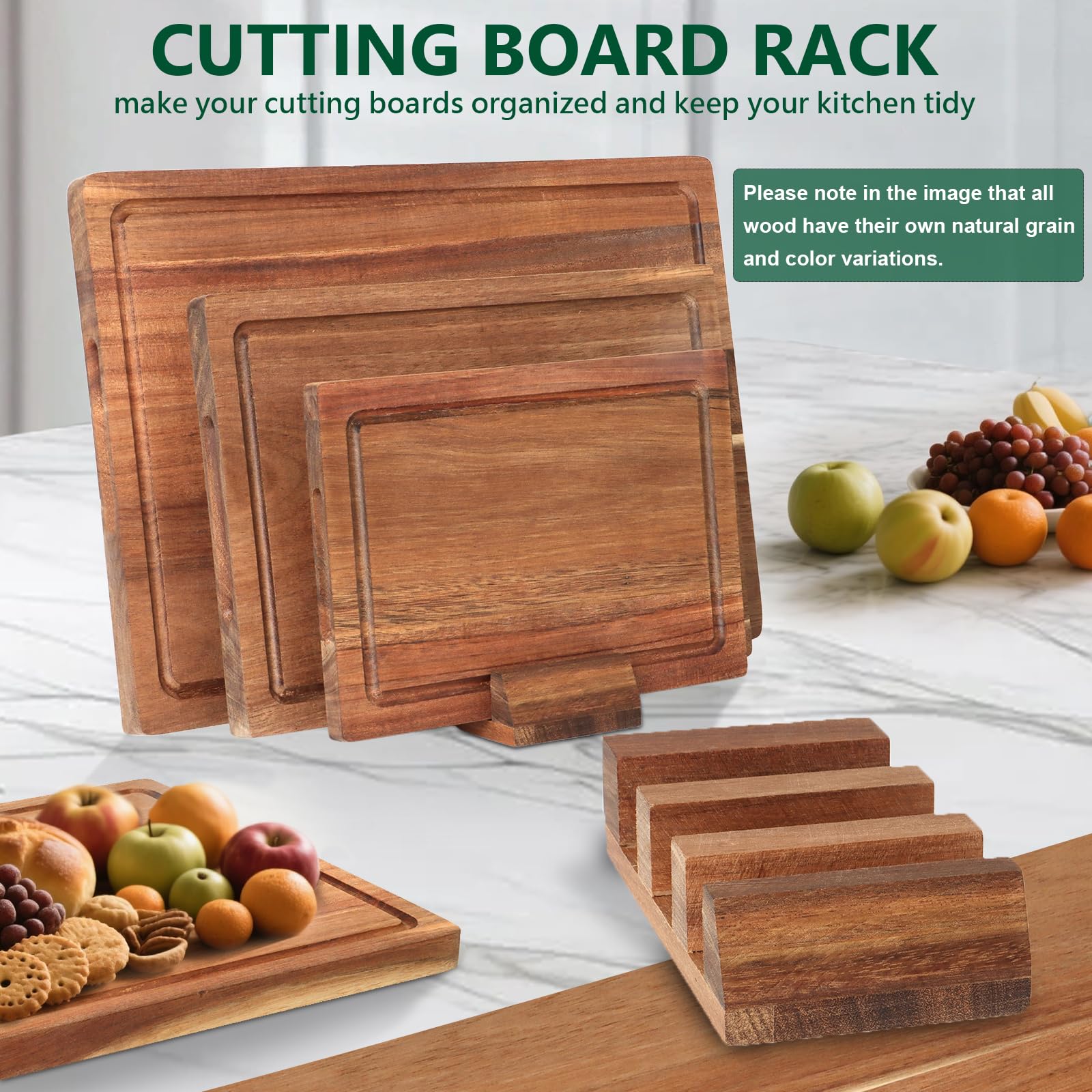 Vibaruta tablas acacia set 3 soporte secado para almacenamiento