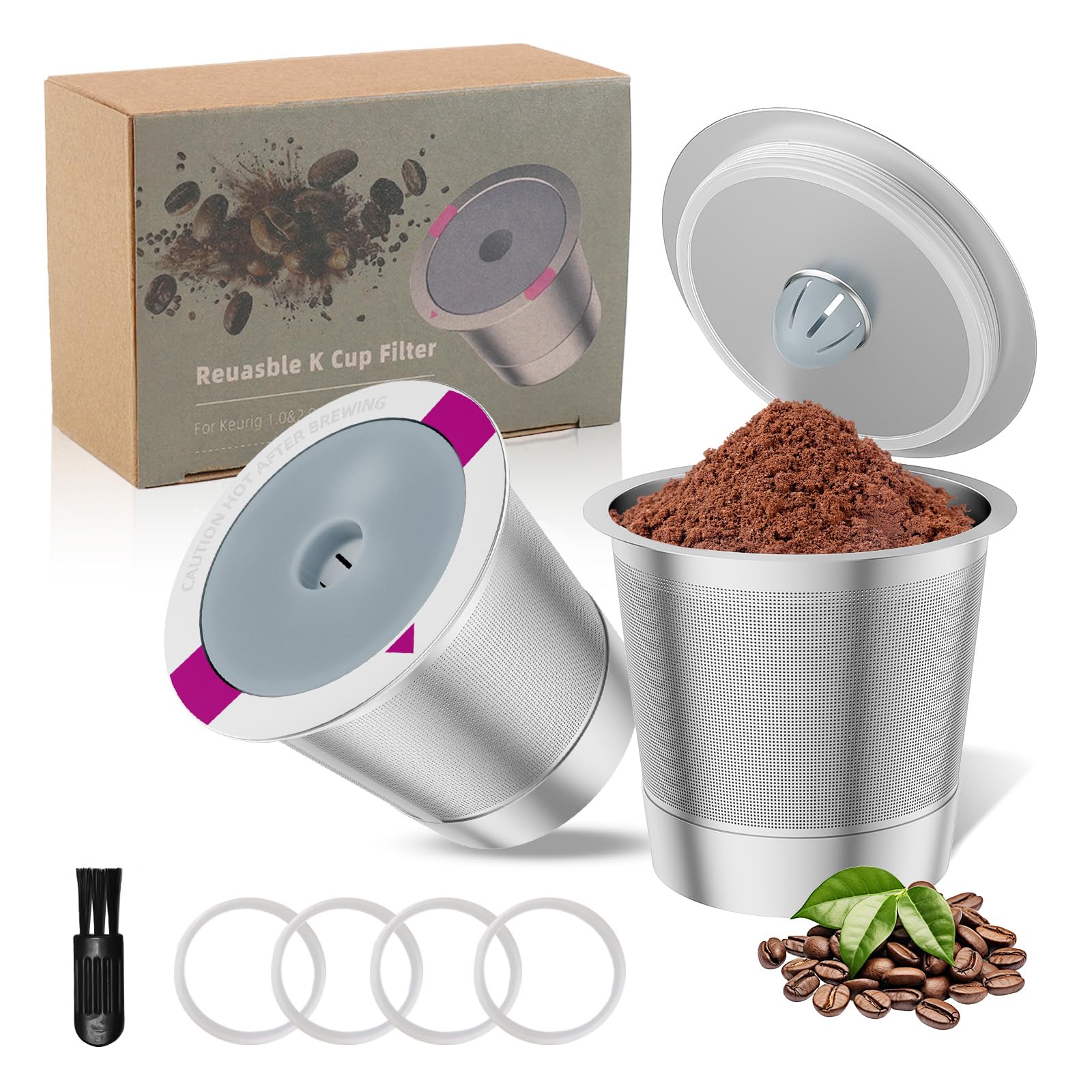 Vibement cápsulas reutilizables compatibles con Keurig 1.0 y 2.0 para uso diario