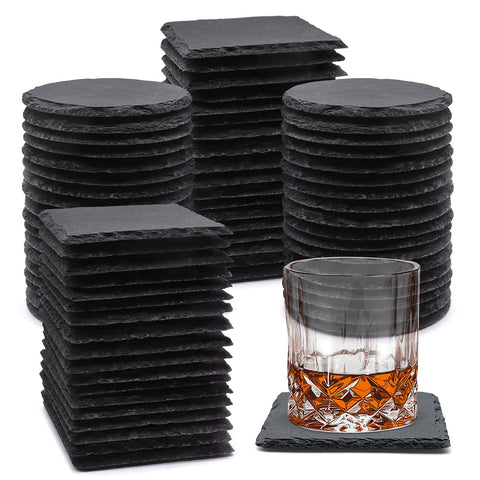 VIBRATITE posavasos de pizarra cuadrados 4p: protección de la mesa y estilo moderno