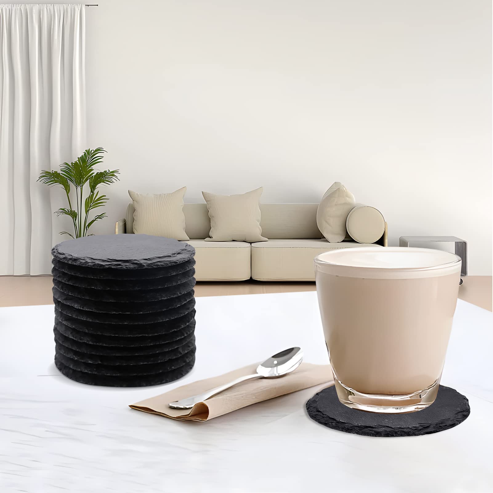 VIBRATITE posavasos pizarra con borde artesanal para estilo único.