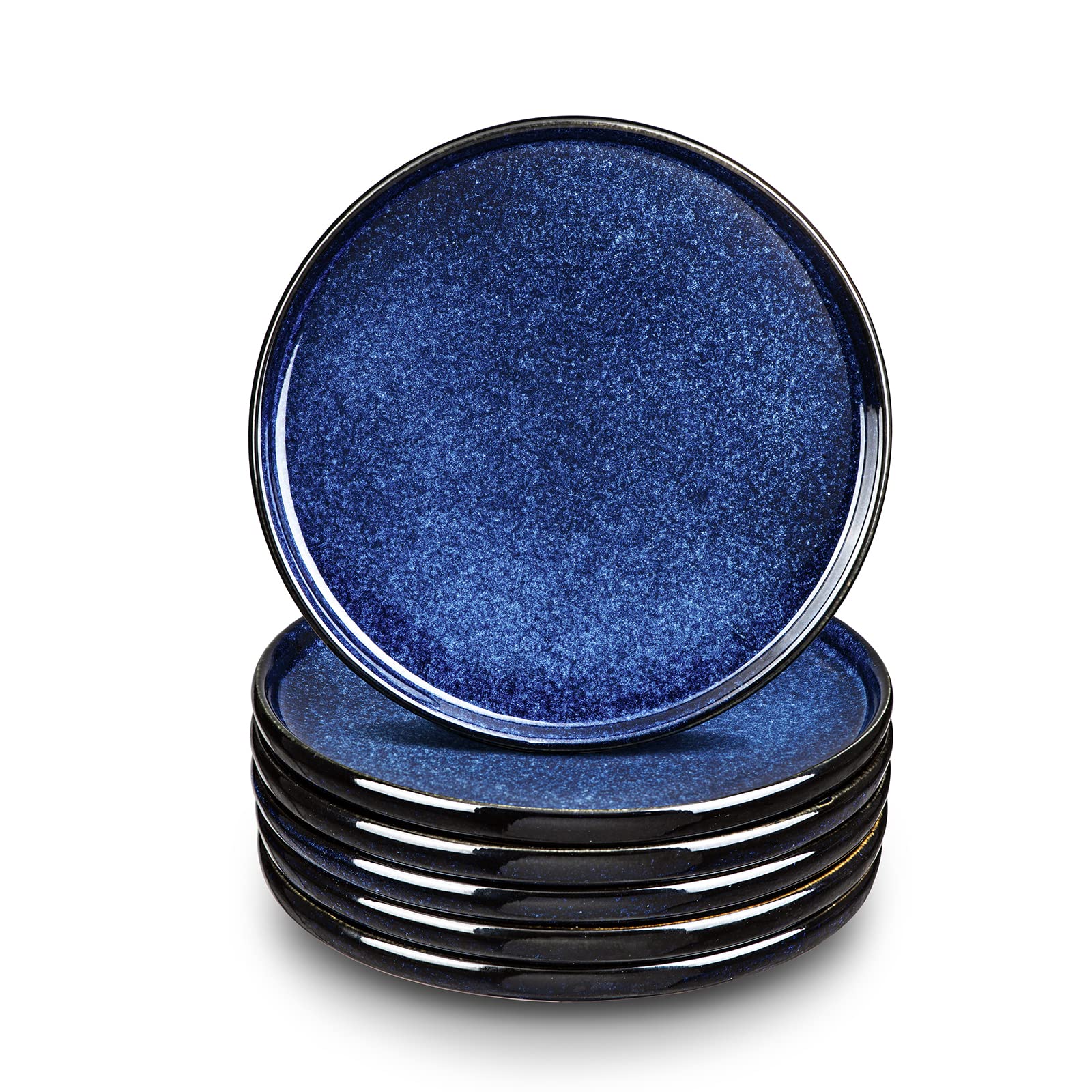 Vicrays plato ceramica 10 pulgadas azul, juego de 6, ideal para comidas completas