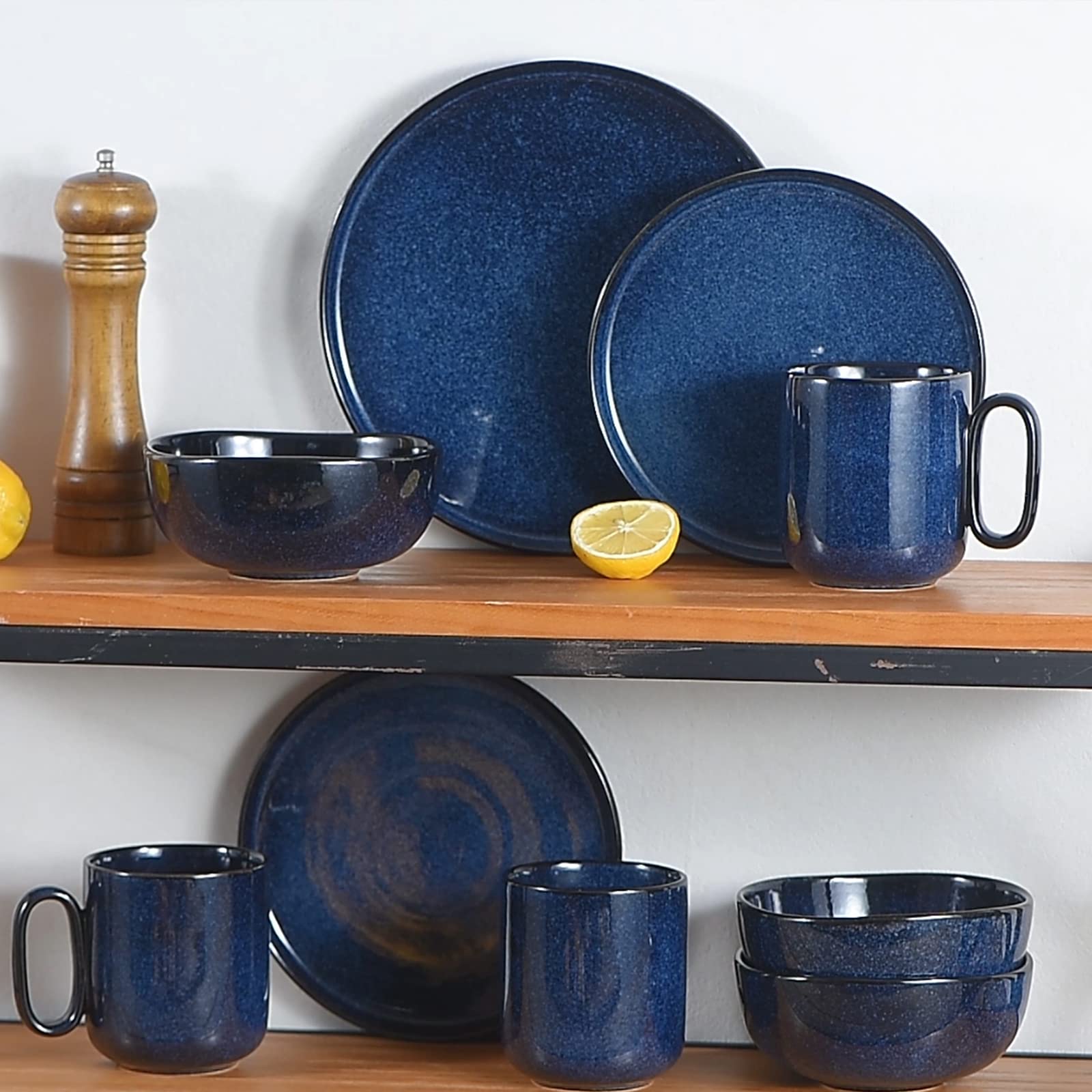 Vicrays plato ceramica diseño azul moderno para cenas