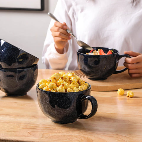 Vicrays conjunto de 4 tazas azules para desayunos y comidas reconfortantes.