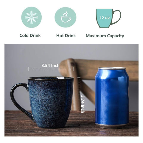 Vicrays taza azul ergonómica con asa para agarrar con facilidad.