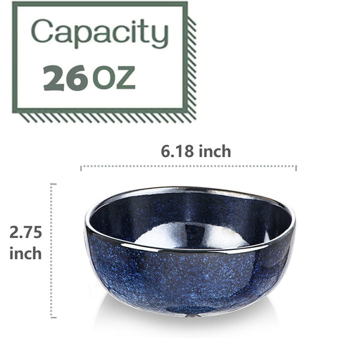 Vicrays tazones cerámica 26oz azul, apilables para ahorrar espacio.