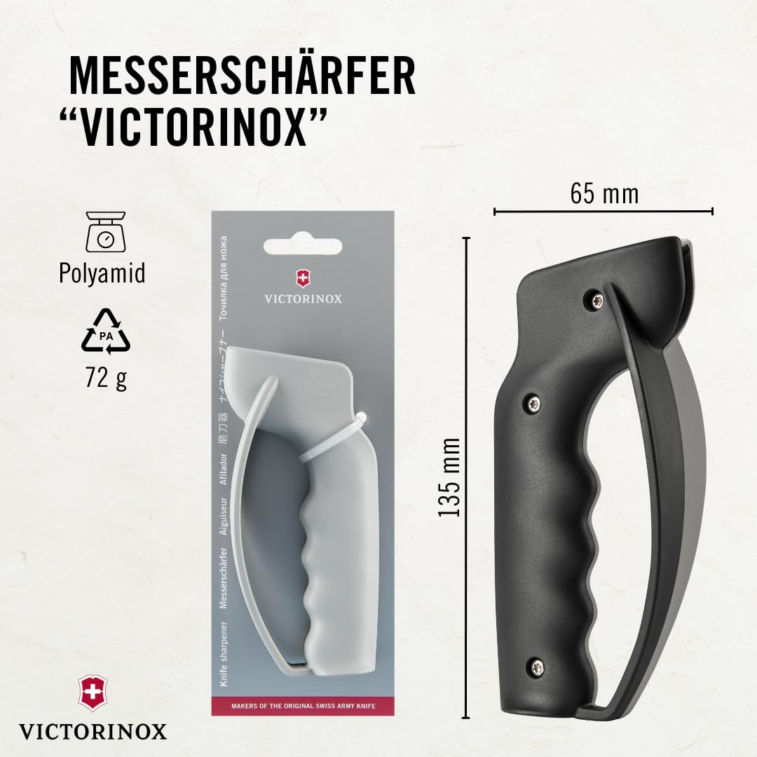 Victorinox afilador manual; mango ergonómico para manejo cómodo.