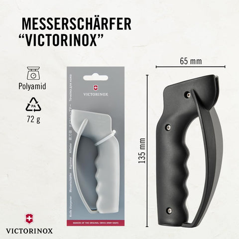 Victorinox afilador manual; mango ergonómico para manejo cómodo.
