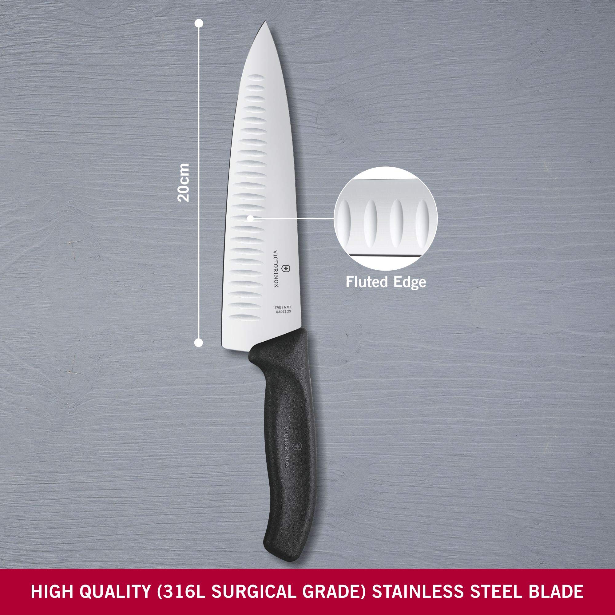 Victorinox cuchillo chef mango ergonómico negro para confort prolongado