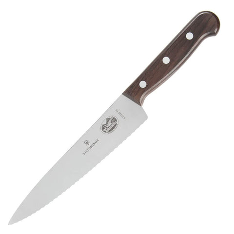 Victorinox cuchillo chef ondulado con mango palisandro, corte preciso y duradero.