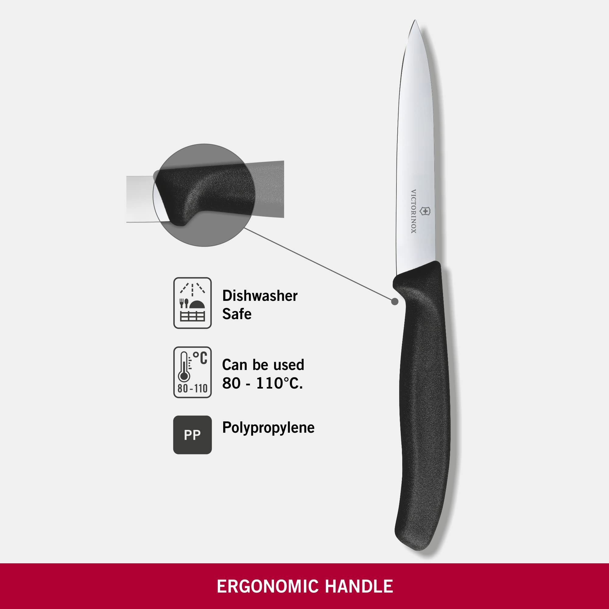 Victorinox Cuchillo Verduras SwissClassic, mango ergonómico negro para control.