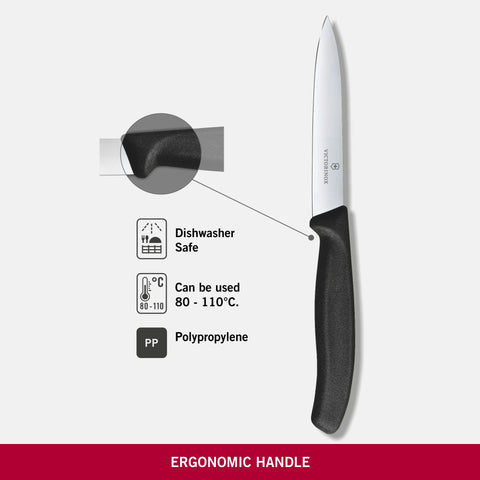 Victorinox Cuchillo Verduras SwissClassic, mango ergonómico negro para control.