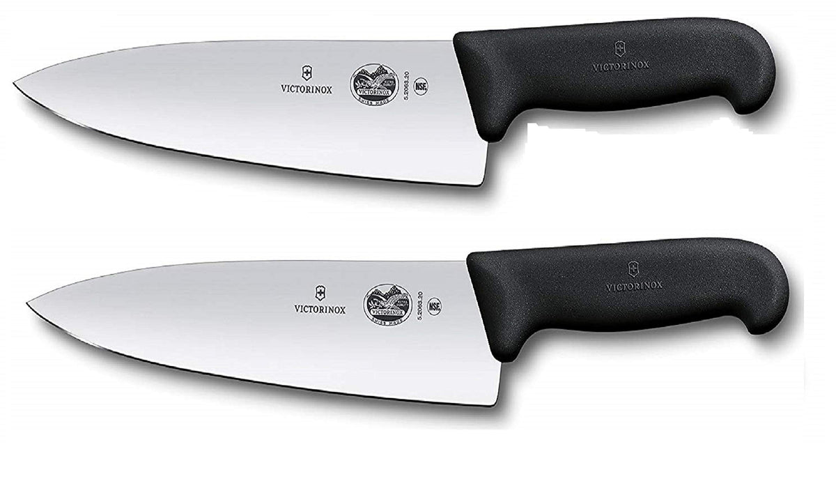 Victorinox Fibrox Pro cuchillo chef 8 pulgadas set de 2, corte preciso para la cocina