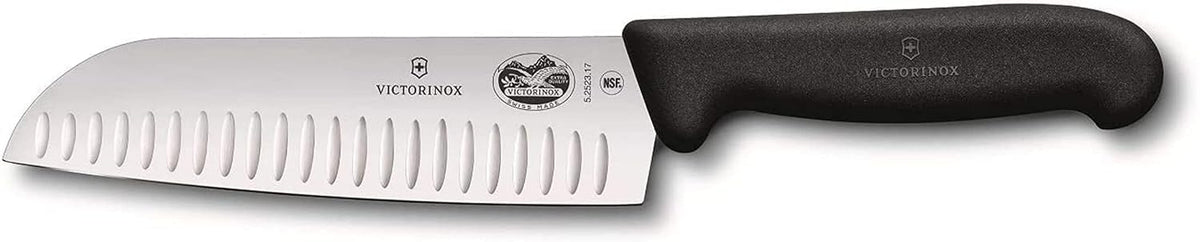 Victorinox Fibrox Pro Santoku de 7 pulgadas, filo de precisión para cortar verduras