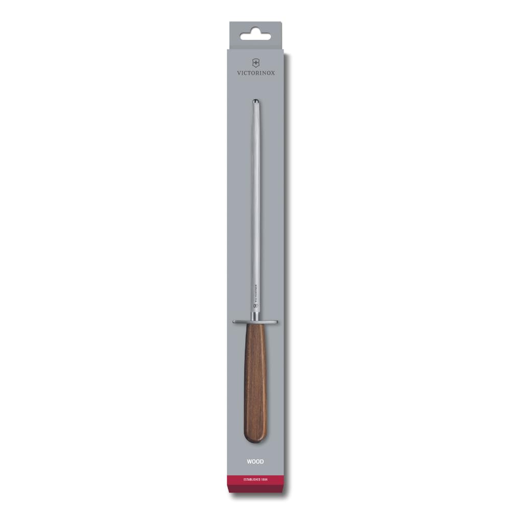 Victorinox afilador con mango de arce texturizado, cómodo de manejar.