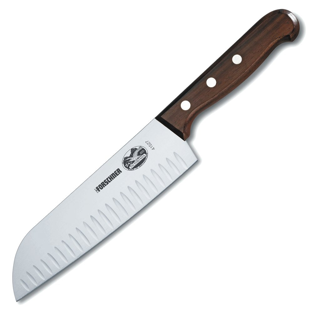Victorinox Santoku Rosewood con hoja Granton para rebanar láminas finas con control