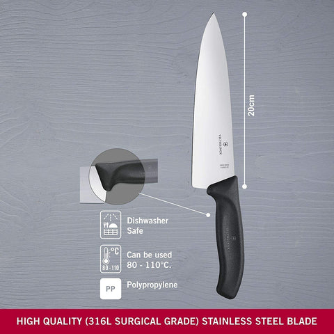 Victorinox Swiss Classic Cuchillo Chef 8 pulgadas corte preciso en carnes y verduras