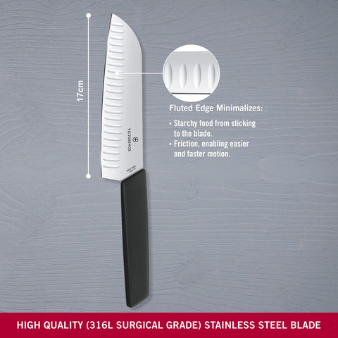 Victorinox Santoku, mango ergonómico para agarre cómodo incluso con manos mojadas.