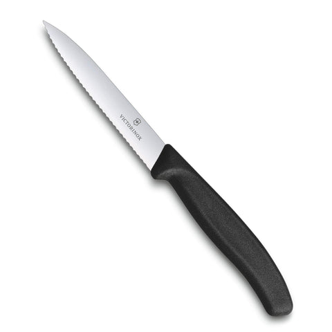Victorinox VIC-6.7733 cuchillo pelar 4 pulgadas, hoja serrada, mango negro para precisión diaria.