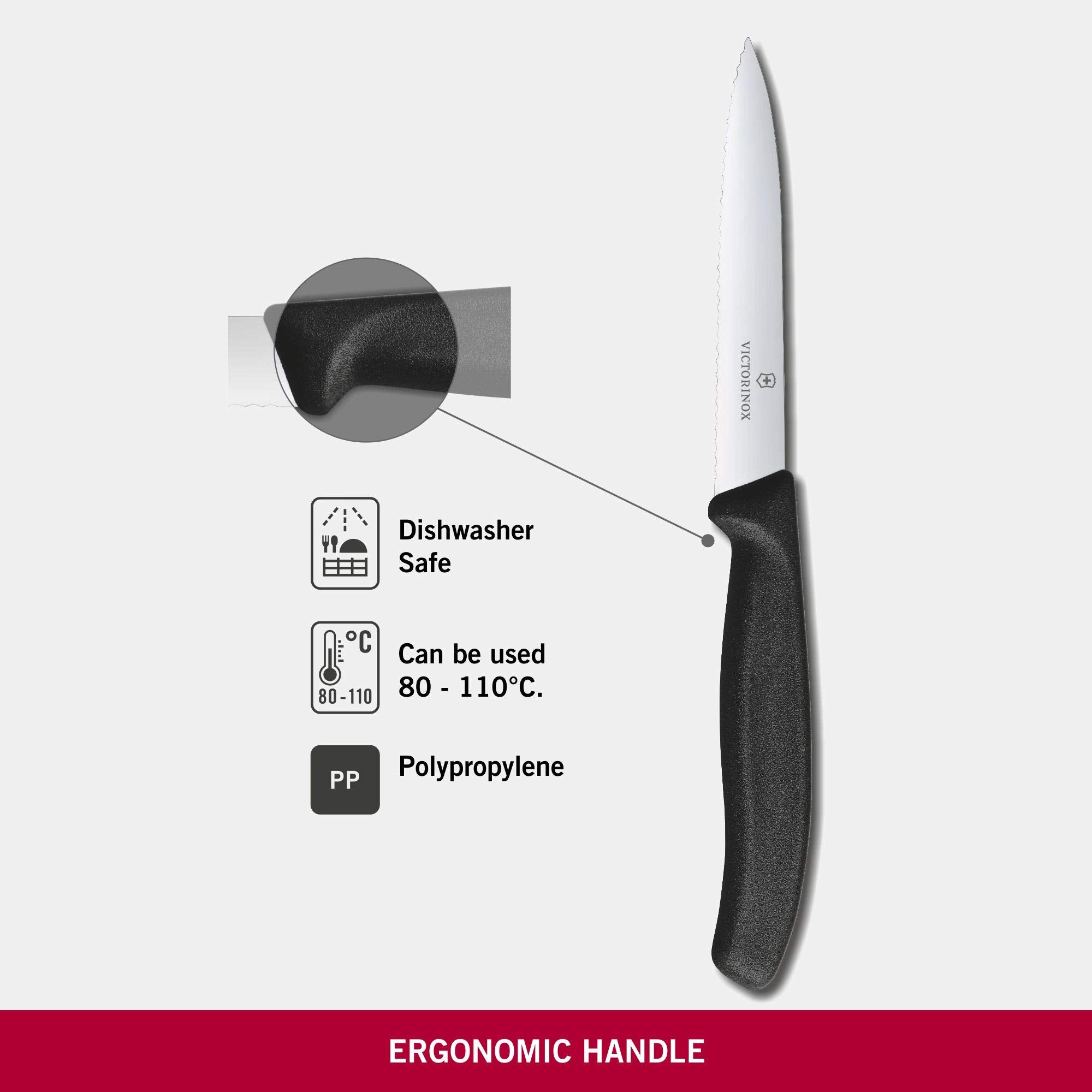 Victorinox VIC-6.7733 mango negro ergonómico para un agarre cómodo en sesiones largas.