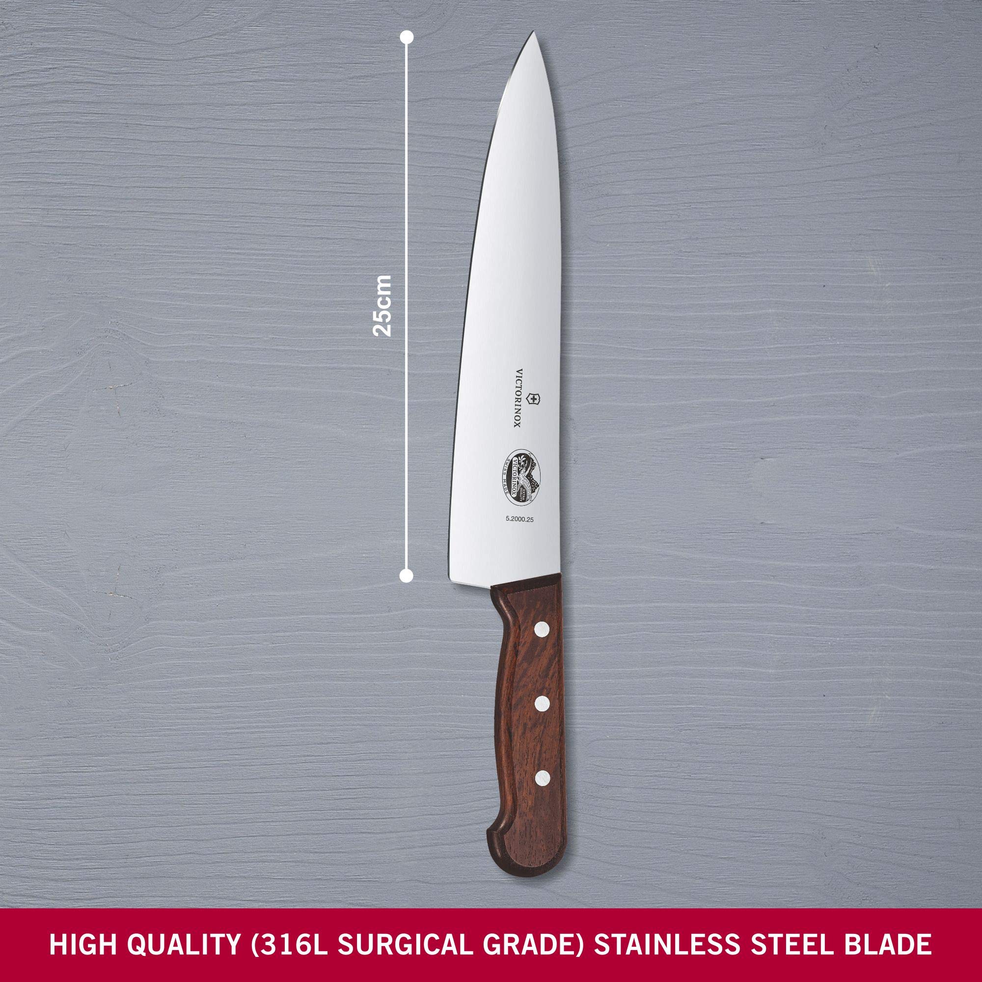 Victorinox Wood Collection cuchillo chef de 10 pulgadas para cortar vegetales grandes con control.