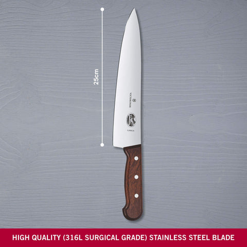 Victorinox Wood Collection cuchillo chef de 10 pulgadas para cortar vegetales grandes con control.