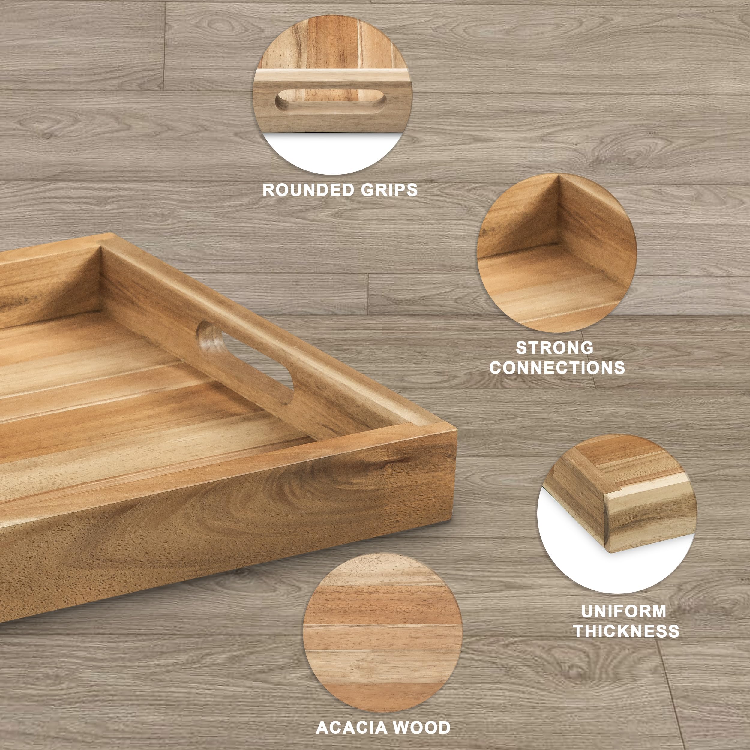 VICTORY RELAX bandeja decorativa para reposapiés de madera de acacia