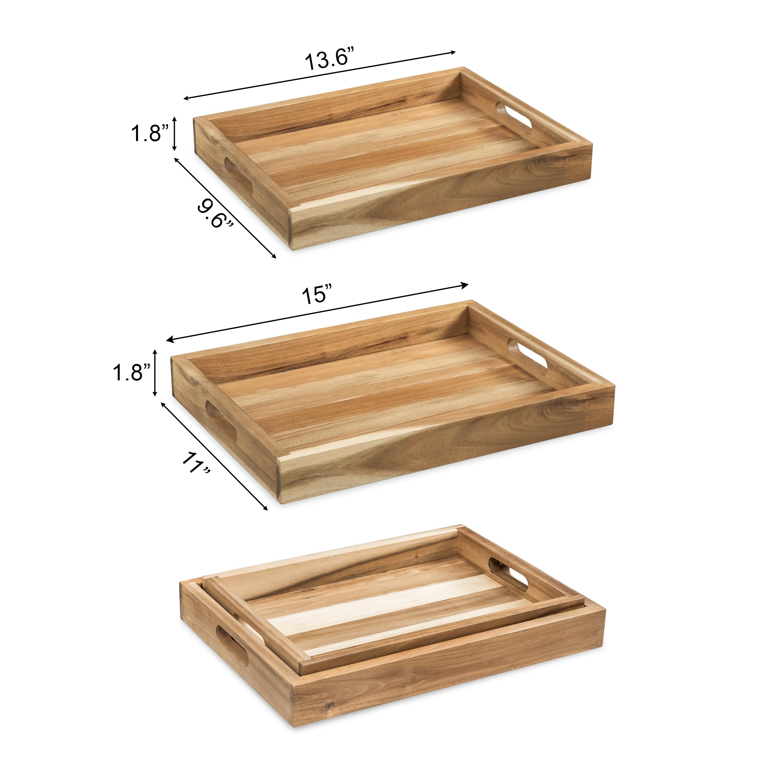 VICTORY RELAX bandeja rectangular con asas de acacia para transportar alimentos