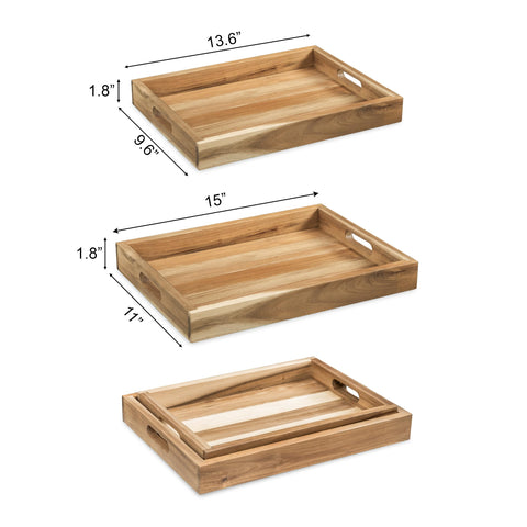 VICTORY RELAX bandeja rectangular con asas de acacia para transportar alimentos
