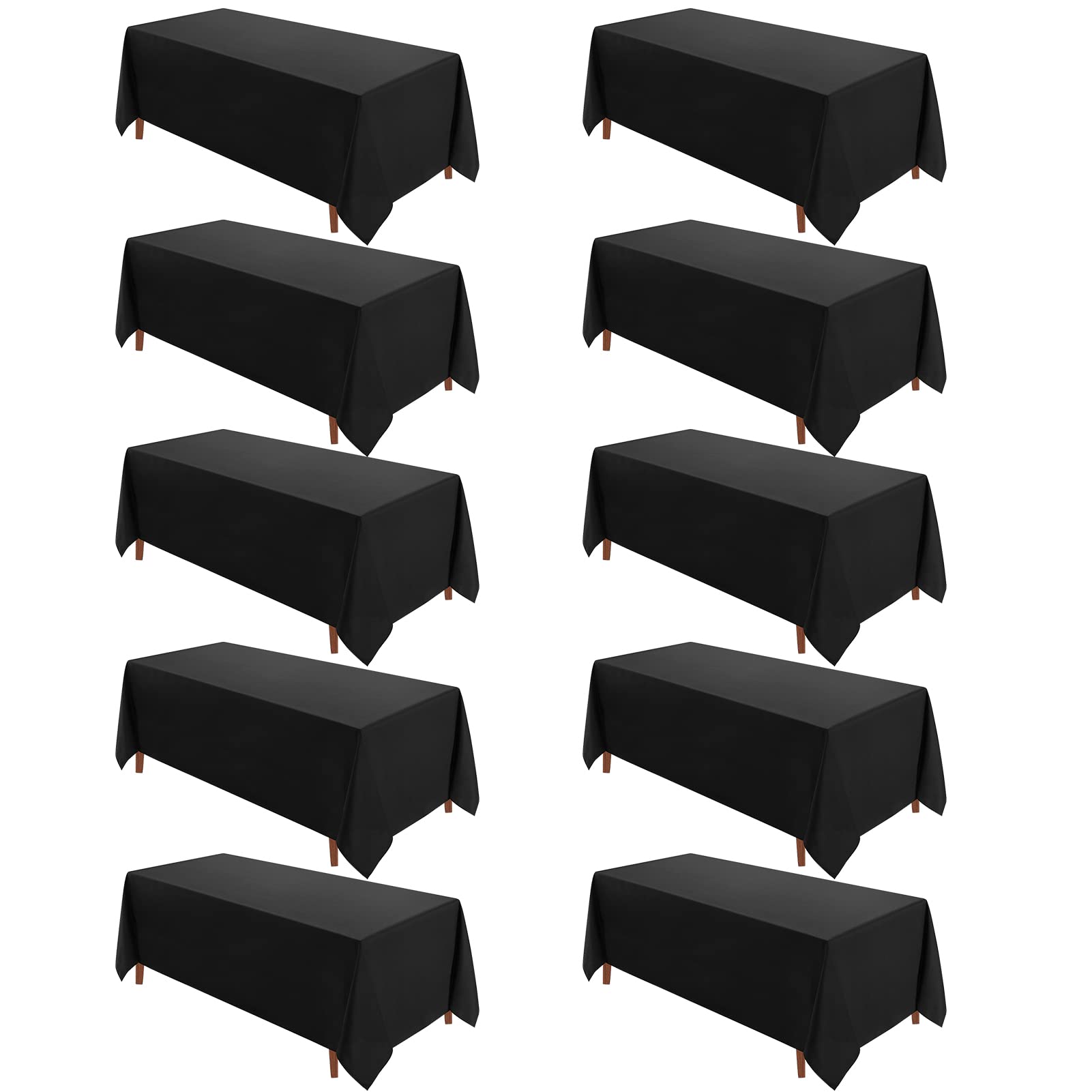 VidaFete mantel rectangular negro de 90x132 pulgadas sobre mesa, ideal para cenas elegantes