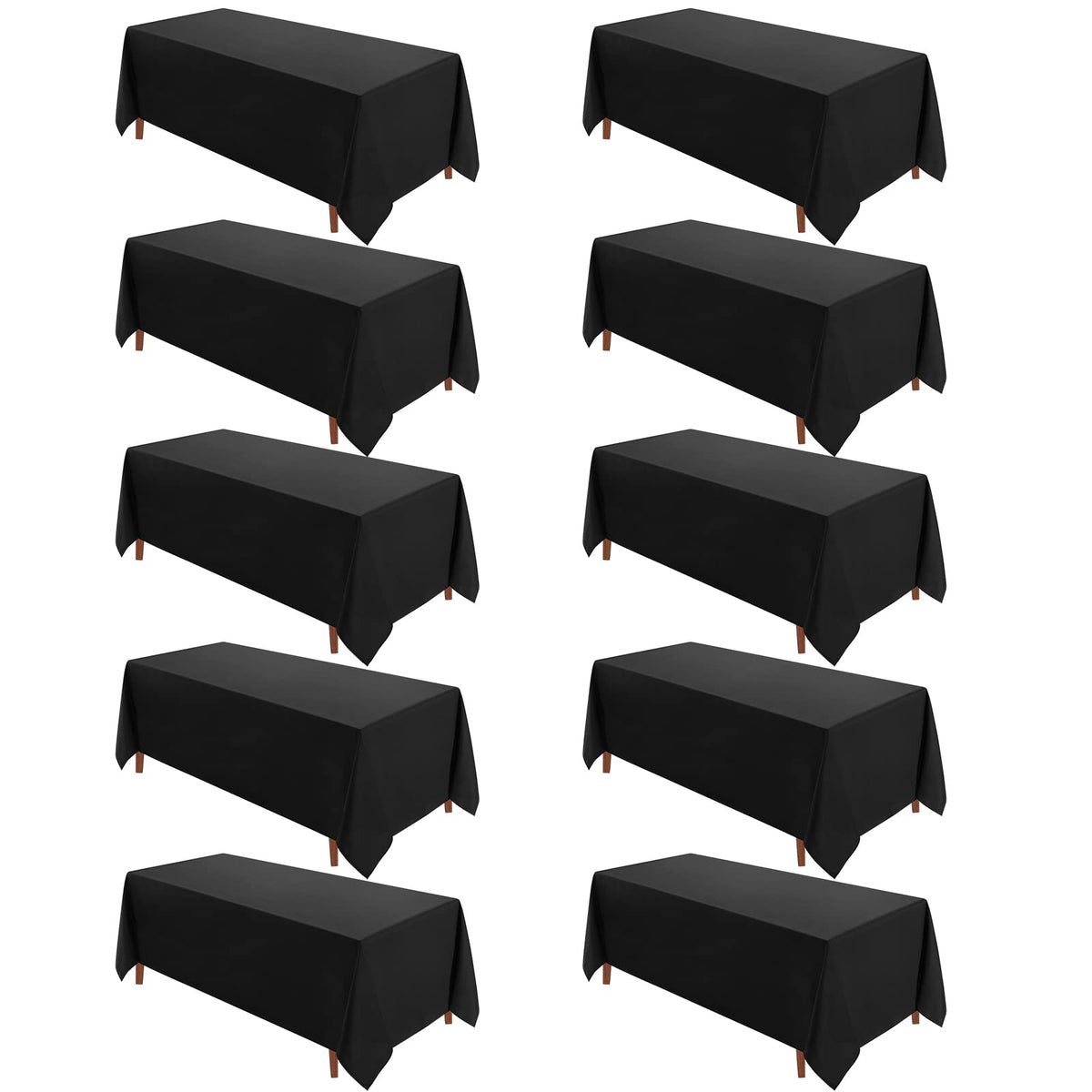 VidaFete mantel rectangular negro de 90x132 pulgadas sobre mesa, ideal para cenas elegantes