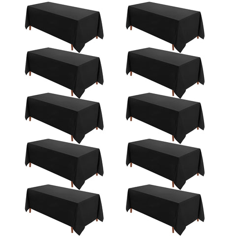 VidaFete mantel rectangular negro de 90x132 pulgadas sobre mesa, ideal para cenas elegantes